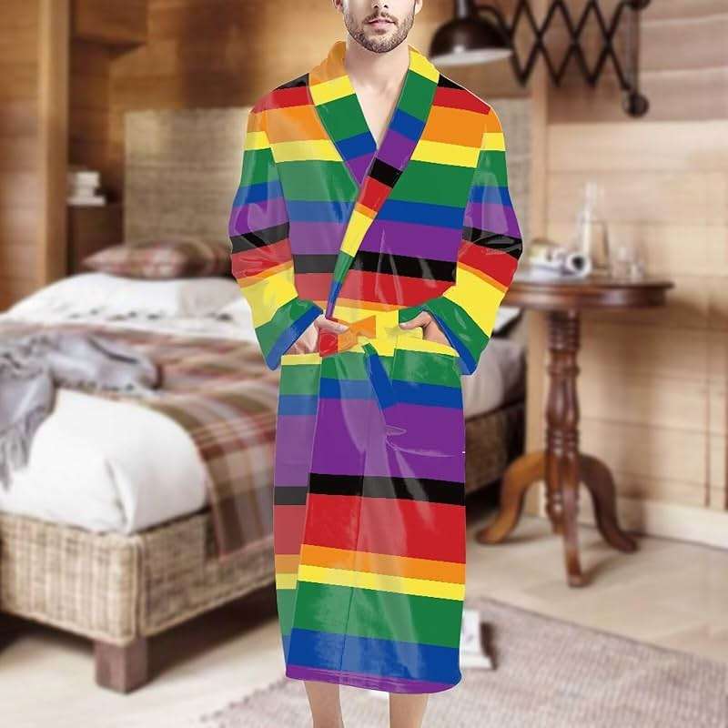 HUGS IDEA Mens Big and Tall Bathrobes with Shawl Collar Warm Nighgown Sleepwear - Image 6