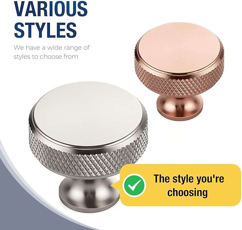 JOY DECOR 25 Pack Stainless Steel Kitchen Cabinet Hardware Knobs Round Solid Knurled Handles Single Hole Drawer Knobs for Cabinet Furniture Brushed Nickel Dresser Pulls - Image 4