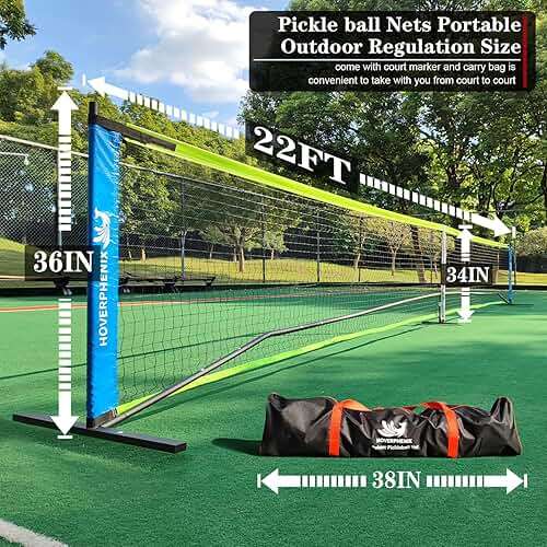 Portable Pickleball Net - 22FT Regualtion Size Pickle Ball Net，Weather Resistant Steady Steel Frame and Carry Bag for Indoor, Outdoor, Driveway, Backyard - Image 3