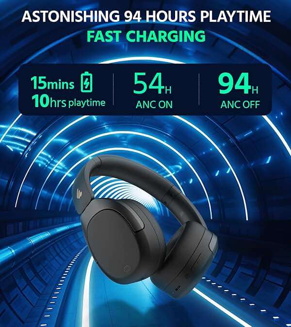 Edifier W830NB Wireless Over Ear Headphones with -45dB Active Noise Cancelling, 94H Playtime, LDAC Hi-Res Sound, Spatial Audio, Fast Charging, Multipoint Connection, Bluetooth V5.4 - Black - Image 5