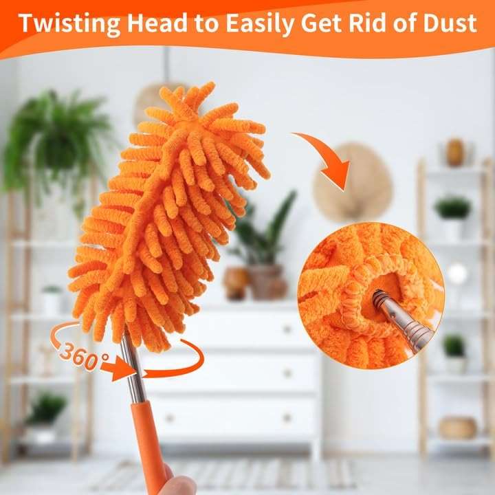 TIMIVO Mini Duster for Cleaning, 360° Bendable Hand Dusters with Extension Pole, Washable Small Duster for Car Interior, Office, Furniture - Image 3