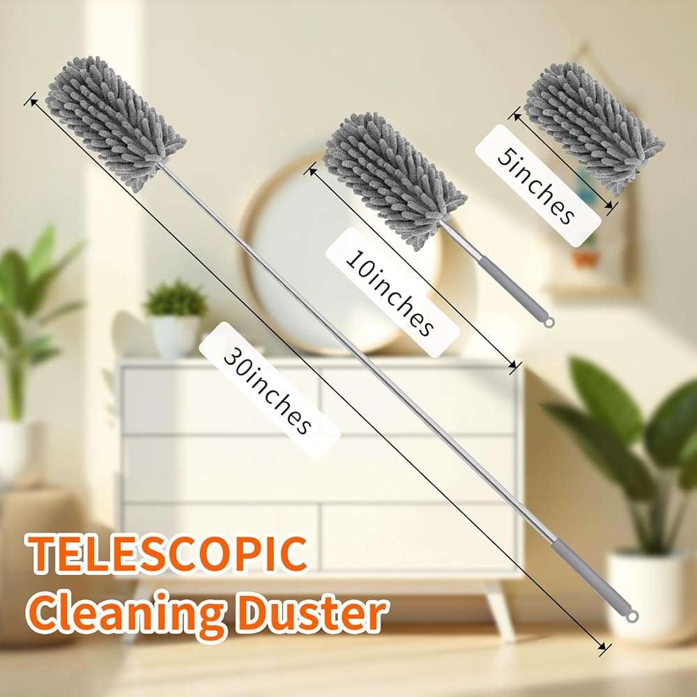 TIMIVO Mini Duster for Cleaning, 360° Bendable Hand Dusters with Extension Pole, Washable Small Duster for Car Interior, Office, Furniture - Image 4
