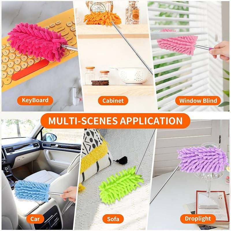 TIMIVO Mini Duster for Cleaning, 360° Bendable Hand Dusters with Extension Pole, Washable Small Duster for Car Interior, Office, Furniture - Image 7