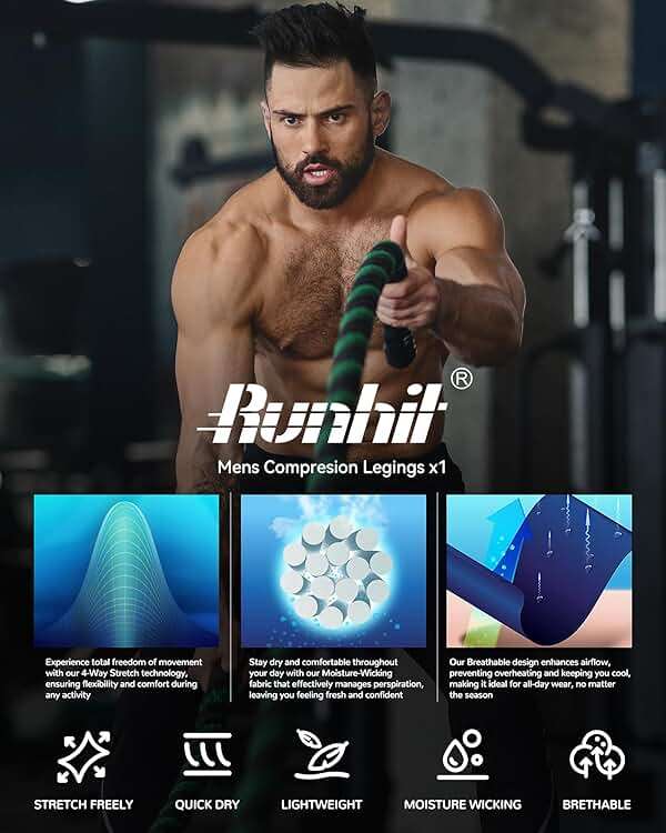 Runhit Men’s Compression Pants Running Tights Workout Leggings Athletic Base Layer Pants for Sports Yoga Basketball - Image 4