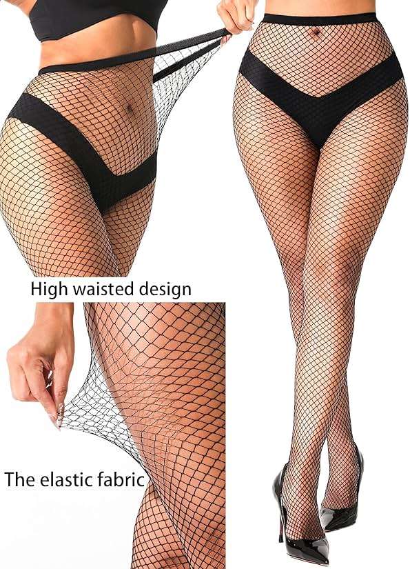 lmotpe Plus Size Fishnet Tights Stockings Women's High Waist Stockings for Women - Image 3