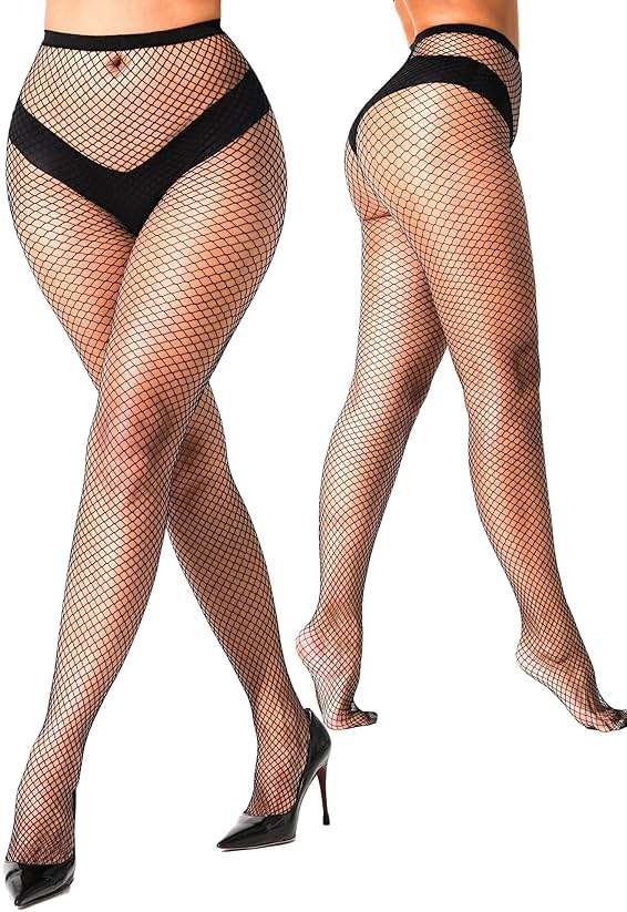 lmotpe Plus Size Fishnet Tights Stockings Women's High Waist Stockings for Women - Image 7