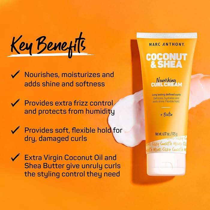 Marc Anthony Curl Cream & Volume Spray Bundle - Coconut Oil & Shea Butter Anti-Frizz Biotin Detangling Cream, Avocado Oil & Shea Butter Volume Boost Spray - Image 3