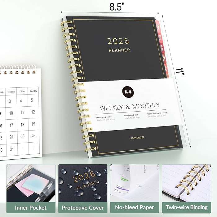 Forvencer Academic Planner 2026-2027, Weekly & Monthly Calendar Planner, July 2026-June 2027, 8.5" X 11", Daily Agenda Book, Flexible Cover Notebook, College School Teacher Organizer A4, Light Blue - Image 2