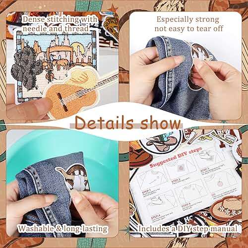 Western Embroidered Iron On Patches for Hats: Meneng 45Pcs Cowboy Sew On Applique Patches for Jackets Backpacks Clothing - Vintage Embroidery Patch for DIY Accessories - Image 5