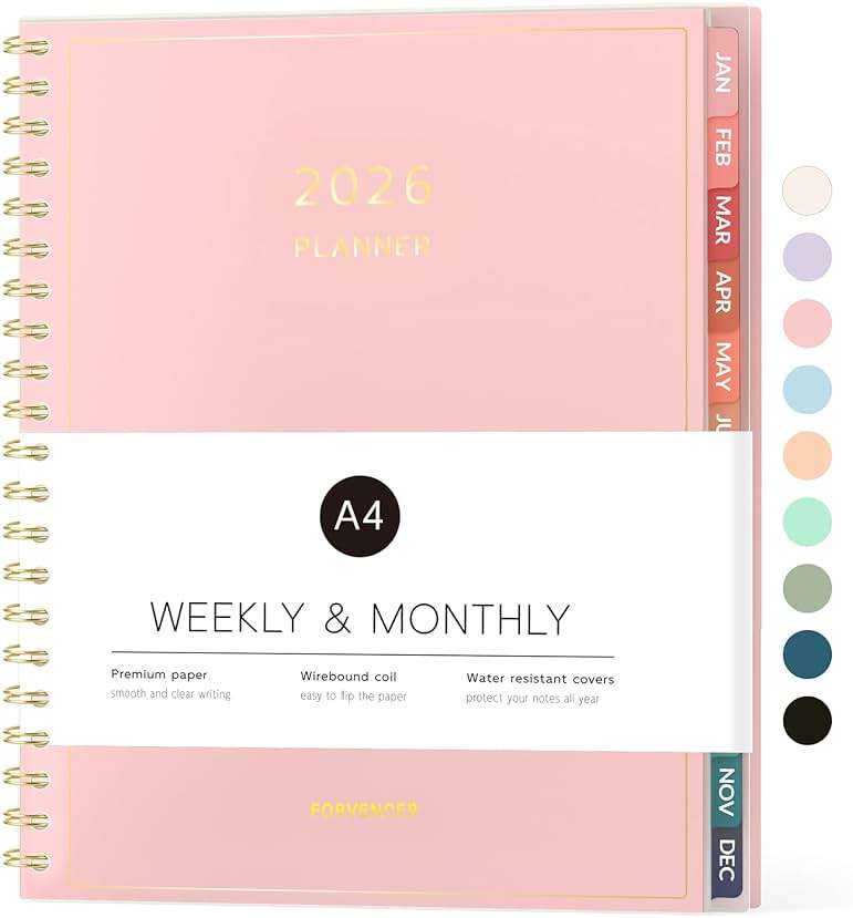 Forvencer Academic Planner 2026-2027, Weekly & Monthly Calendar Planner, July 2026-June 2027, 8.5" X 11", Daily Agenda Book, Flexible Cover Notebook, College School Teacher Student Organizer A4, Pink - Image 1