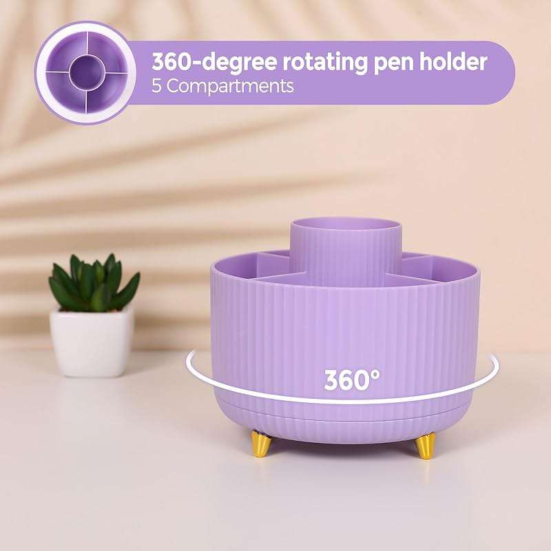 SKYDUE Purple Office Supplies Set, Purple Office Desk Accessories 10PCS, Pencil Holder for Desk, Stapler, Tape Dispenser, Scissors, Ruler, Binder/Paper Clips and 1000pcs Staples,Desk Supplies Set - Image 5