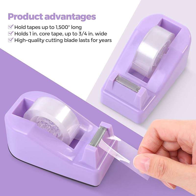 SKYDUE Purple Office Supplies Set, Purple Office Desk Accessories 10PCS, Pencil Holder for Desk, Stapler, Tape Dispenser, Scissors, Ruler, Binder/Paper Clips and 1000pcs Staples,Desk Supplies Set - Image 6