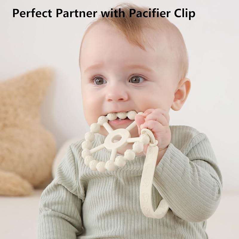 3 Pack Ring Teether Baby Infant Toys, Baby Essentials, Silicone Teething Ring Toys for Babies 0-6 Months, Seposeve Toddler Teethers 6-12 Months 12-24 Months, Infant Teething Relief, Purple Pink White - Image 6