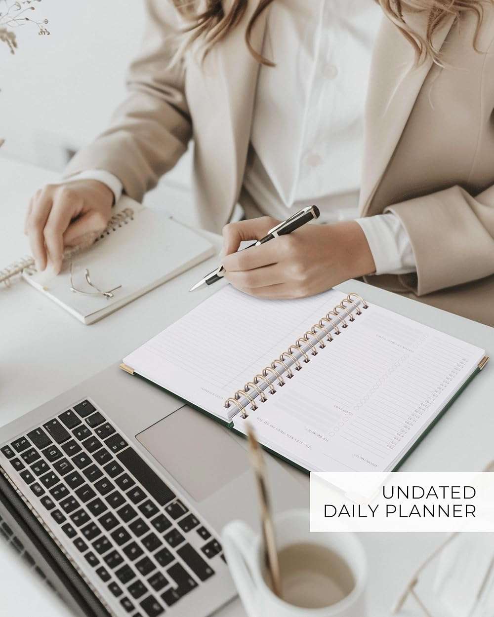 ZICOTO Aesthetic Daily Planner And Notebook With Hourly Schedule - Aesthetic Spiral To do List Notepad For Work/Home to Organize Tasks And Appointments - Stylish School/Office Supplies Book For Women - Image 2