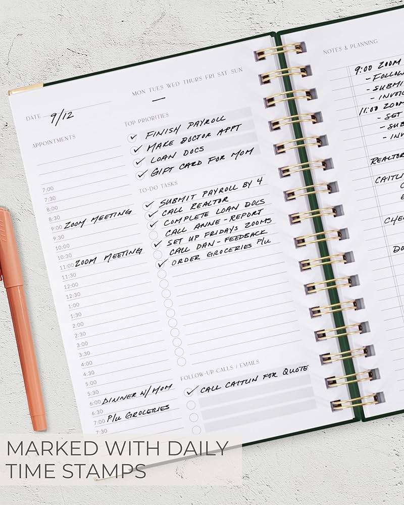 ZICOTO Aesthetic Daily Planner And Notebook With Hourly Schedule - Aesthetic Spiral To do List Notepad For Work/Home to Organize Tasks And Appointments - Stylish School/Office Supplies Book For Women - Image 8