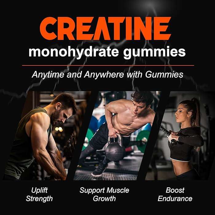 S.G Creatine Monohydrate Gummies for Men & Women ‒ Sugar Free - Vegan - 5g Creatine for Muscle Support ‒ Pre-Work Out Chewable Supplements for Energy Boost ‒ Strawberry Flavored 120ct Gummies. - Image 3