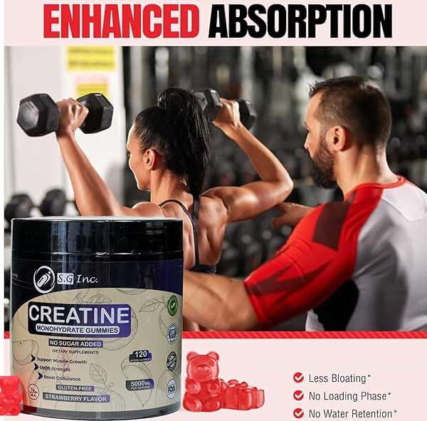 S.G Creatine Monohydrate Gummies for Men & Women ‒ Sugar Free - Vegan - 5g Creatine for Muscle Support ‒ Pre-Work Out Chewable Supplements for Energy Boost ‒ Strawberry Flavored 120ct Gummies. - Image 7