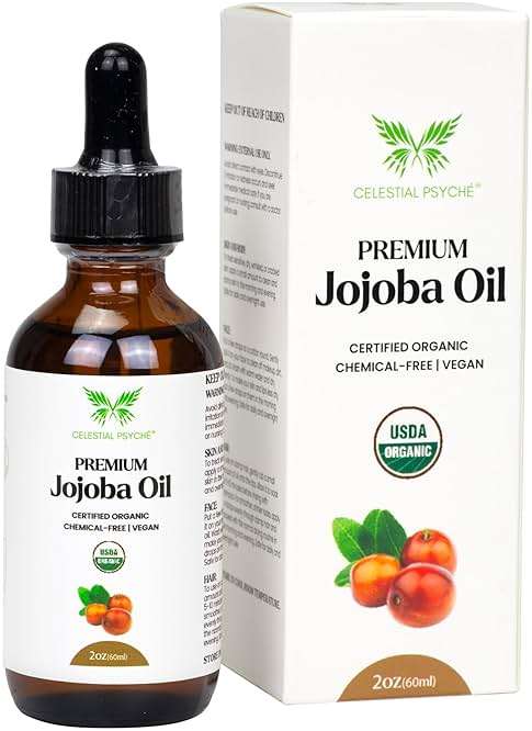Celestial Psyché USDA Certified Organic Jojoba Oil (2 Oz) 100% Pure Natural, Chemical-Free, Hexane-Free, Hair Growth, Scalp Care, Skin Hydration, Nails Natural Beauty Enhancement, Anti-Aging - Image 1