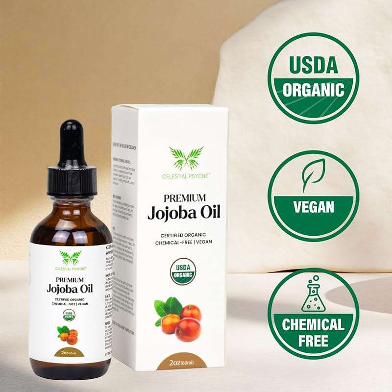 Celestial Psyché USDA Certified Organic Jojoba Oil (2 Oz) 100% Pure Natural, Chemical-Free, Hexane-Free, Hair Growth, Scalp Care, Skin Hydration, Nails Natural Beauty Enhancement, Anti-Aging - Image 5