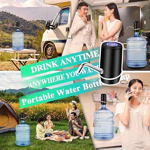 Water Dispenser for 5 Gallon Bottle, Electric Water Pump for 5 Gallon Jug with Switch and USB Charging, Portable Automatic Water Jug Dispenser for Camping, Travel, Home, Kitchen, Office - Image 5