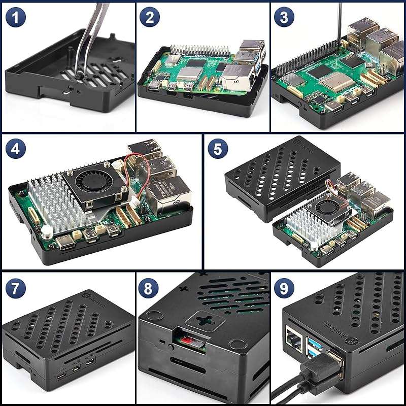 RasTech Raspberry Pi 5 8GB Kit 64GB Edition with Active Cooler,27W GaN 5.1V5A USB-C Power Supply,Pi5 8GB Board,64GB Card Readers Kit,Pi 5 Case,Dual 4K Micro HD Out Cables and User Manual - Image 7