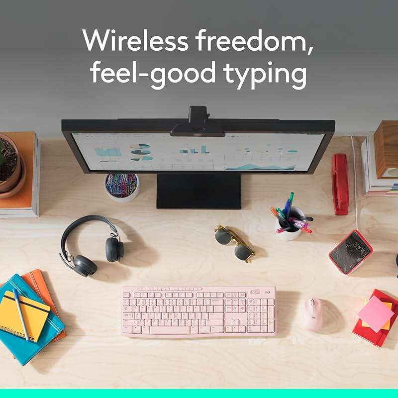 Logitech MK270 Wireless Keyboard and Mouse Combo for Windows, 2.4 GHz Wireless, Compact Mouse, 8 Multimedia and Shortcut Keys, 2-Year Battery Life, for PC, Laptop - Rose - Image 2