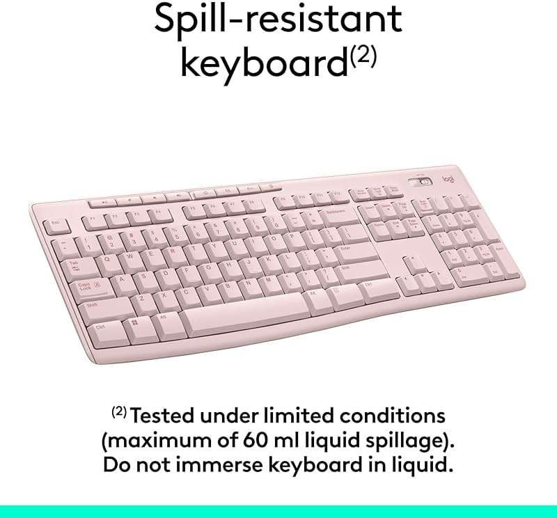 Logitech MK270 Wireless Keyboard and Mouse Combo for Windows, 2.4 GHz Wireless, Compact Mouse, 8 Multimedia and Shortcut Keys, 2-Year Battery Life, for PC, Laptop - Rose - Image 4