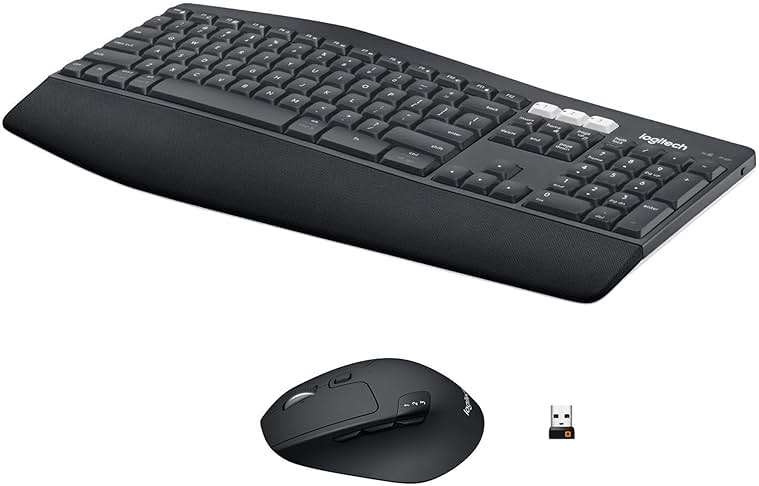 Logitech MK850 Performance Wireless Keyboard and Mouse Combo for Windows, macOS & ChromeOS, Bluetooth & 2.4 GHz USB Receiver, Full-Size Ergonomic Keyboard, Multi-Device, Cushioned Palm Rest – Graphite - Image 1