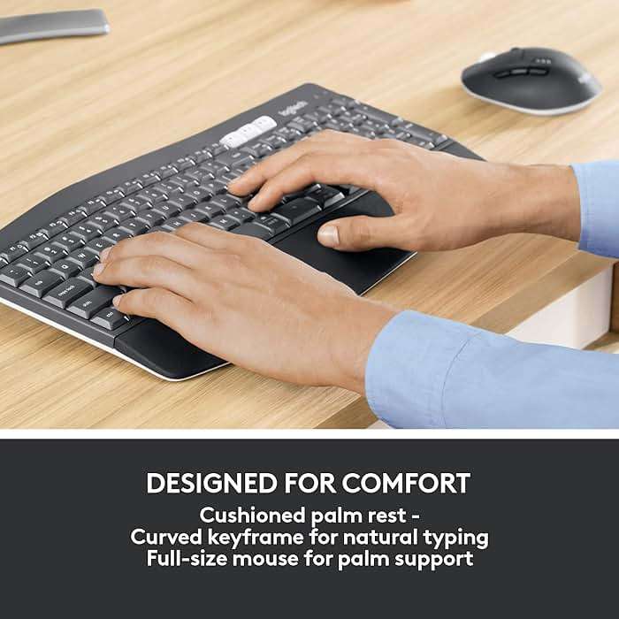 Logitech MK850 Performance Wireless Keyboard and Mouse Combo for Windows, macOS & ChromeOS, Bluetooth & 2.4 GHz USB Receiver, Full-Size Ergonomic Keyboard, Multi-Device, Cushioned Palm Rest – Graphite - Image 3