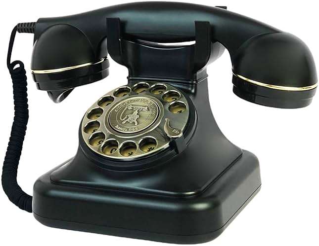 Retro Telephone, TelPal Black Corded Telephones of 1930s, Vintage Landline Home Phone, Decorative Old Fashion House Phones, Wired Analog Phone for Home/Office/Hotel/School - Image 1