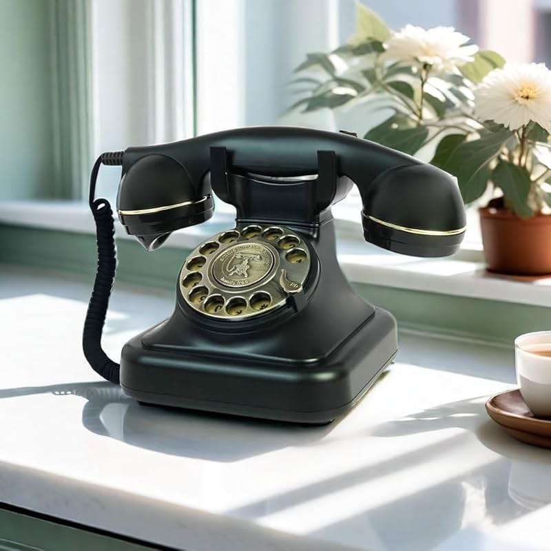 Retro Telephone, TelPal Black Corded Telephones of 1930s, Vintage Landline Home Phone, Decorative Old Fashion House Phones, Wired Analog Phone for Home/Office/Hotel/School - Image 2
