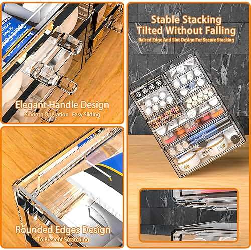 SUOXING Clear Acrylic Makeup Organizer for Vanity,Bathroom,Dresser,5 Drawer Make up Organizers for Counter,Plastic Countertop Makeup Storage for Beauty,Hair Accessory,Brush,Cosmetic,Skincare Organizer - Image 4