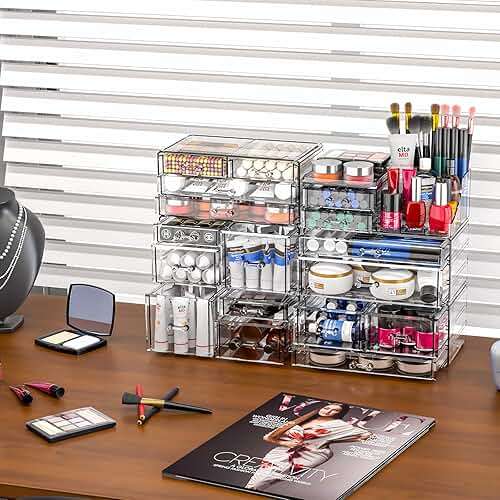 SUOXING Clear Acrylic Makeup Organizer for Vanity,Bathroom,Dresser,5 Drawer Make up Organizers for Counter,Plastic Countertop Makeup Storage for Beauty,Hair Accessory,Brush,Cosmetic,Skincare Organizer - Image 5