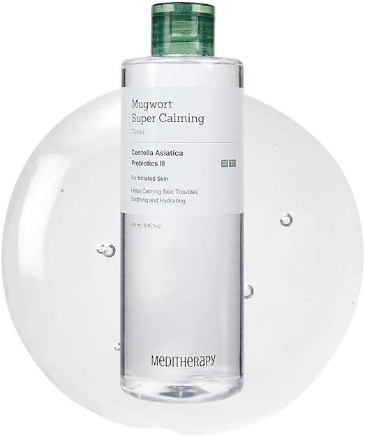MEDITHERAPY Mugwort Super Calming Toner - Korean Hydrating Toner for face, Purifying Mugwort Essence, Soothing, Calming, Refreshing Facial Toner for Dry, and Sensitive Skin, Daily Skincare, 8.45 fl. - Image 1