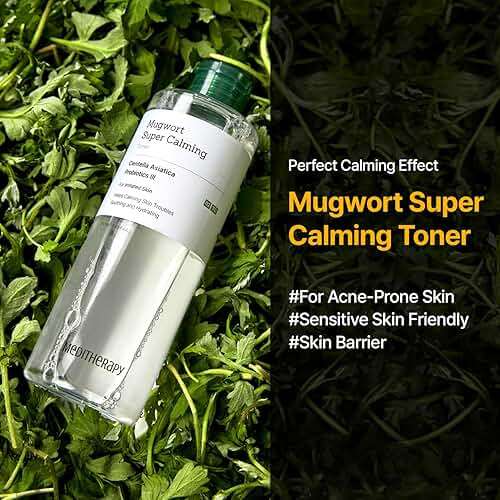 MEDITHERAPY Mugwort Super Calming Toner - Korean Hydrating Toner for face, Purifying Mugwort Essence, Soothing, Calming, Refreshing Facial Toner for Dry, and Sensitive Skin, Daily Skincare, 8.45 fl. - Image 2