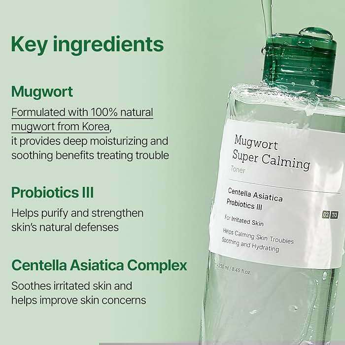 MEDITHERAPY Mugwort Super Calming Toner - Korean Hydrating Toner for face, Purifying Mugwort Essence, Soothing, Calming, Refreshing Facial Toner for Dry, and Sensitive Skin, Daily Skincare, 8.45 fl. - Image 5