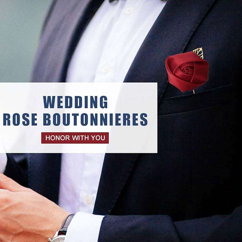 MECCANIXITY Groom Boutonnieres Rose Boutonnieres Pins for Men Wedding Ceremony Anniversary Formal Dinner Party Suit Decoration - Image 6