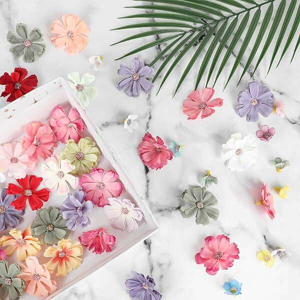 FOIMAS 150pcs Mini Faux Flower for Crafts,Artificial Flower Heads Daisy Peony Flower Decor for Craft Garland Wedding Home Decoration - Image 2