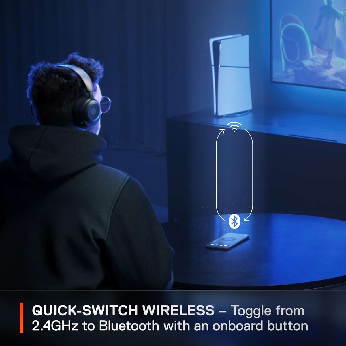 SteelSeries Arctis Nova 5 Wireless Multi-System Gaming Headset — Neodymium Magnetic Drivers — 100+ Audio Presets — 60 HR Battery — 2.4GHz or BT — ClearCast Gen2.X Mic — PC, PS5, PS4, Switch, Mobile - Image 4