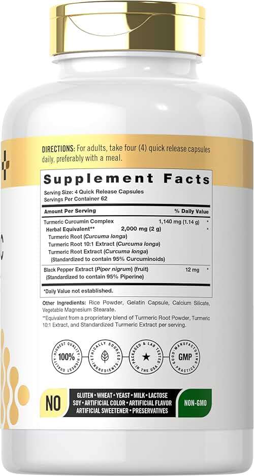 Doctor's Way Turmeric Curcumin Supplement | 250 Capsules | with Black Pepper Extract | 95% Curcuminoids | Non-GMO, Gluten Free Complex - Image 2