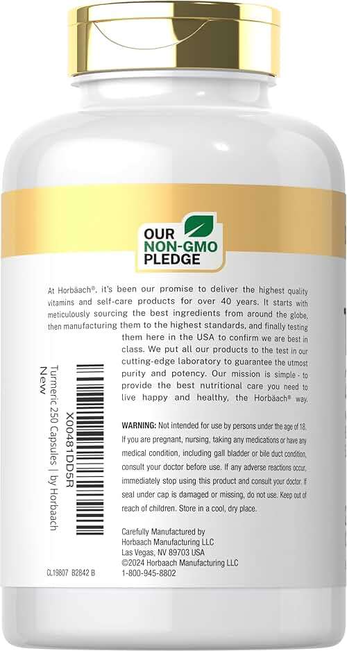 Doctor's Way Turmeric Curcumin Supplement | 250 Capsules | with Black Pepper Extract | 95% Curcuminoids | Non-GMO, Gluten Free Complex - Image 3