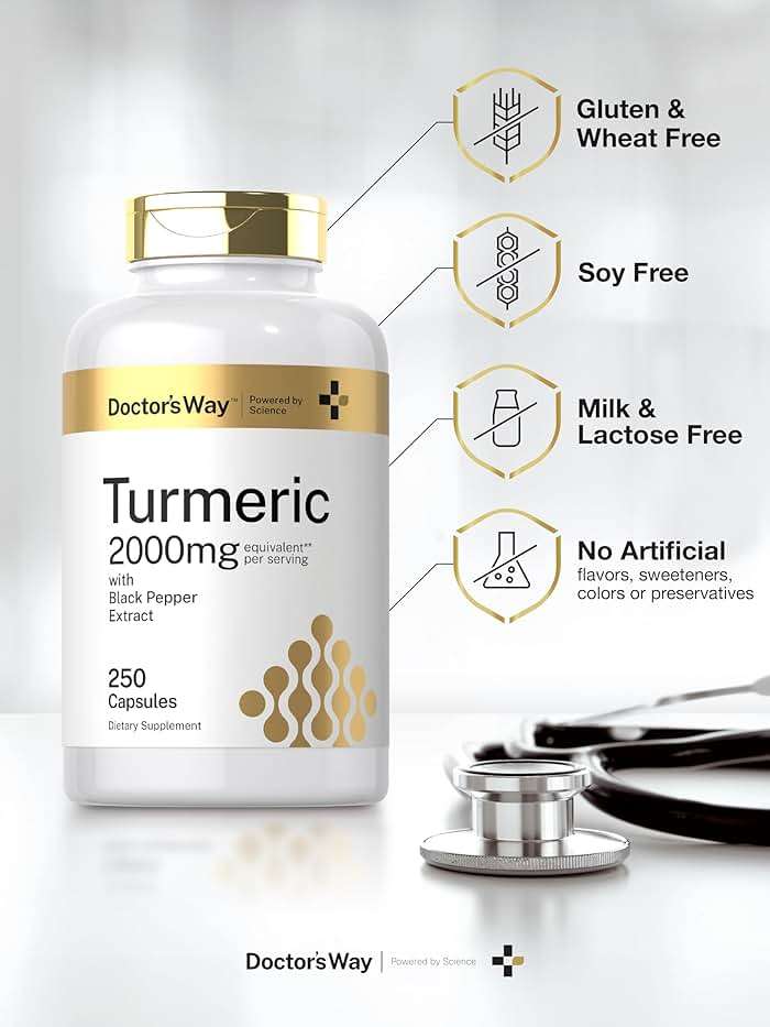 Doctor's Way Turmeric Curcumin Supplement | 250 Capsules | with Black Pepper Extract | 95% Curcuminoids | Non-GMO, Gluten Free Complex - Image 5