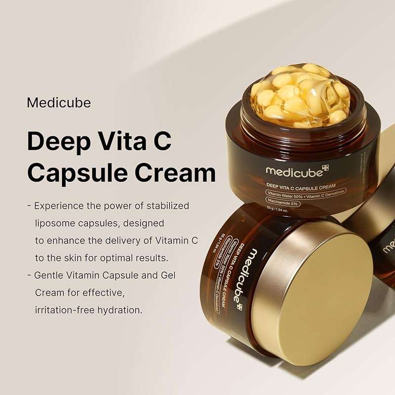 medicube Capsule Cream with Deep Vitamin C | Liposome Vitamin C Golden Capsule for Radiance & Firm-Looking Skin | Hydrating Glow Gel Texture | Korean Skincare, 1.94 oz - Image 3