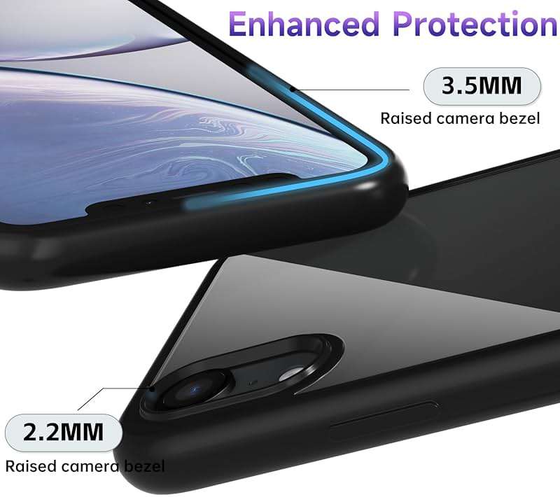 oakxco Thin Slim Clear case for iPhone XR, Transparent Hybrid Hard Shell Plastic & Soft Silicone Rubber Bumper, Non-Yellow Acrylic Protective Lightweight Cover for Women, Black - Image 5
