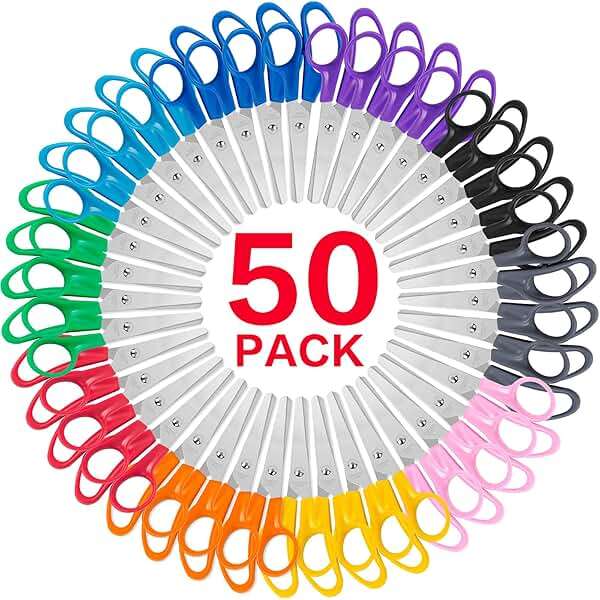 Toidgy 50 Pack Kids Scissors, 5 Inch Scissors Bulk for School, Blunt Tip Scissors for Kids Student Teacher,Kids Safety Scissor for Preschool Classroom Office Home,School Supplies Craft Cutting Paper - Image 1