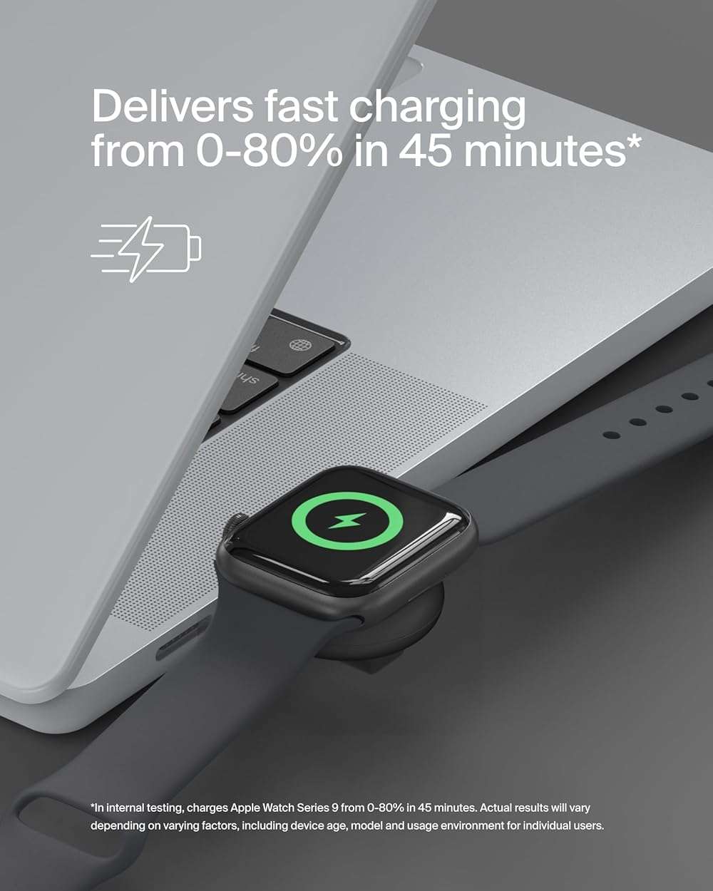 Belkin Portable USB-C Apple Watch Charger - MFi-Certified USB-C Charger for Apple Watch Series 9, 8, 7, Ultra - Compatible with MacBook, iPhone 16 & More - Black - Image 3