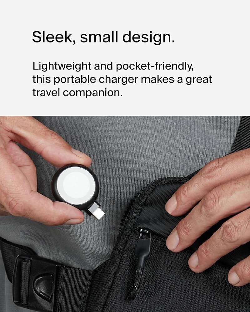 Belkin Portable USB-C Apple Watch Charger - MFi-Certified USB-C Charger for Apple Watch Series 9, 8, 7, Ultra - Compatible with MacBook, iPhone 16 & More - Black - Image 5