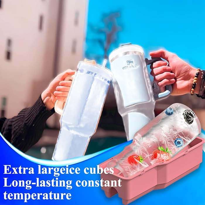 Ice Cube Tray for 40 oz Tumbler Cup, 1Pcs Stanley Ice Mold Silicone Hollow Cylinder Ice Mold with Lid and Bin for Freezer Ice Drink Juice Whiskey Cocktail - Image 2
