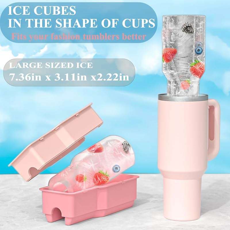 Ice Cube Tray for 40 oz Tumbler Cup, 1Pcs Stanley Ice Mold Silicone Hollow Cylinder Ice Mold with Lid and Bin for Freezer Ice Drink Juice Whiskey Cocktail - Image 3