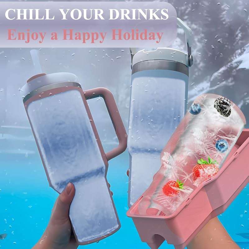 Ice Cube Tray for 40 oz Tumbler Cup, 1Pcs Stanley Ice Mold Silicone Hollow Cylinder Ice Mold with Lid and Bin for Freezer Ice Drink Juice Whiskey Cocktail - Image 6
